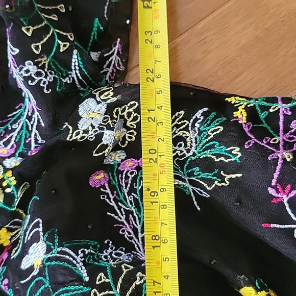 NWT Mac Duggal Embroidered Illusion Puff Sleeve Column Gown Floral 18 # 79379 - Picture 15 of 17